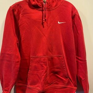 Nike Men's Bold Red Hoodie with Iconic White Swoosh